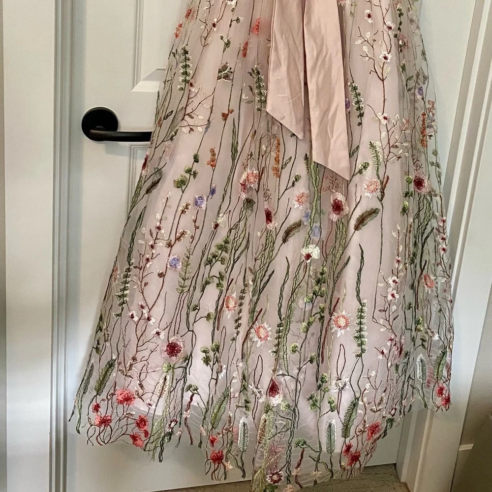 NEW JUST PURCHASED Azazie Arianna Blush Pink Floral Flower Girl Dress Size 14